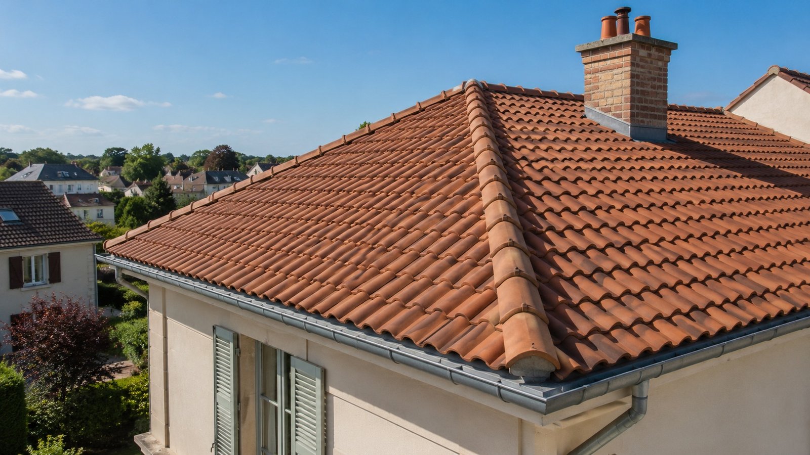 Toiture en tuiles rénovée illustrant des travaux de couverture dans le Hauts-de-Seine